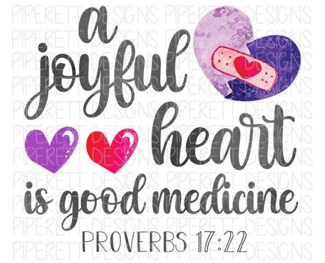 A Joyful Heart is Good Medicine Proverbs 17:22 Bible Verse Valentines Day Heart Clipart PNG ...