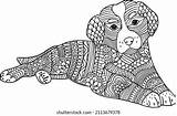 Hand Drawn Coloring Pages Dog Zentangle Stock Vector Royalty Free  sketch template