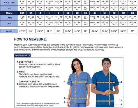 Scrubs Sizing – Chartered Professors, LLC