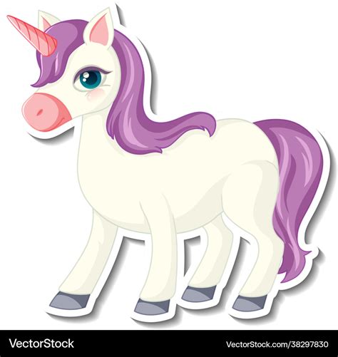 Cute unicorn stickers with a purple unicorn Vector Image