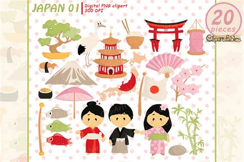 Japan Tradition clipart, japanese clip art, cute travel art