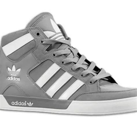ADIDAS ORIGINALS HARD Court High Gray White leather High Top Sneakers ...