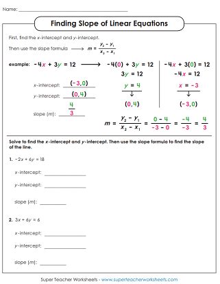 Algebra 1 Slope Worksheets