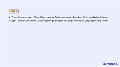 SOLVED: Tulislah banyak simetri lipat pada bangun datar; layang-layang, trapesium sama kaki ...