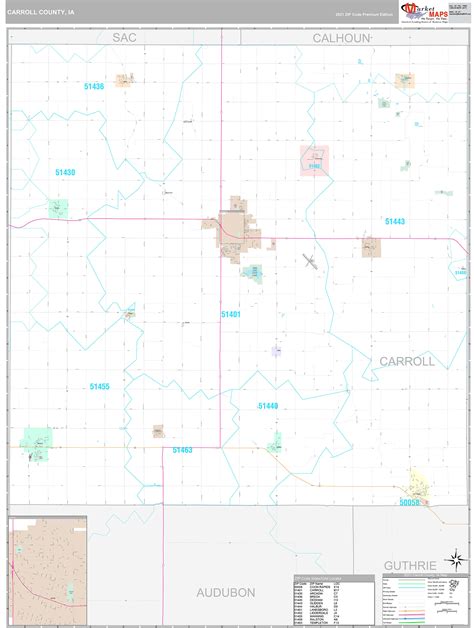 Carroll County, IA Wall Map Premium Style by MarketMAPS - MapSales.com