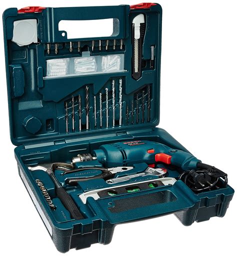 Bosch GSB 500W 10 RE Professional Tool Kit, MS & Plastic (Blue, Set of ...