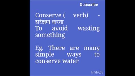 conserve/word meaning/Example - YouTube