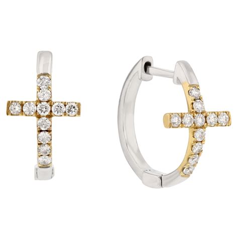 Diamond Cross Hoop Earrings in Two Tone | Borsheims