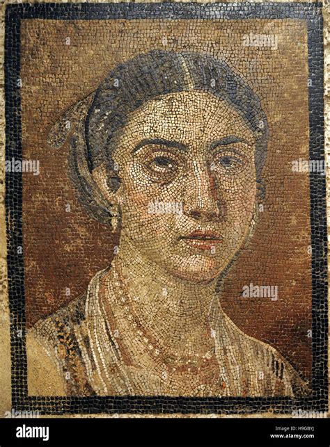 Roman mosaic. Female portrait. Pompeii (VI, 15, 14). Tablinum. 1st ...