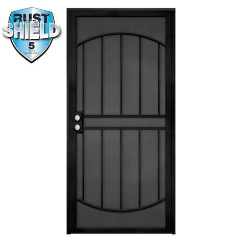 Unique Home Designs 32 in. x 80 in. Arcada MAX Rust Shield Black Surface Mount Outswing Steel ...