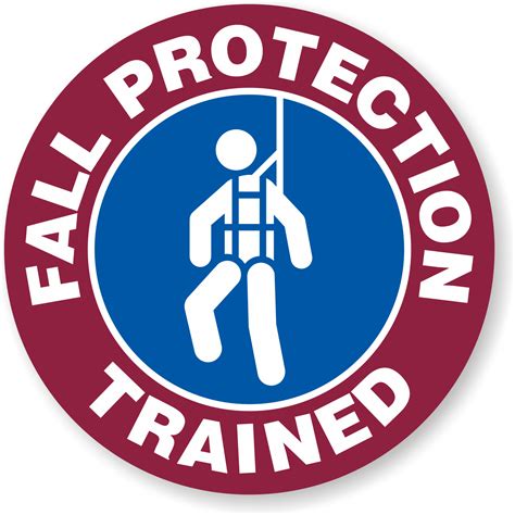 Fall Protection Trained Hard Hat Decals Signs, SKU: HH-0226