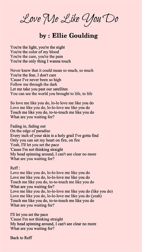 Love Me Like You Do - Ellie Goulding | Song lyrics wallpaper, Pop lyrics, Just lyrics