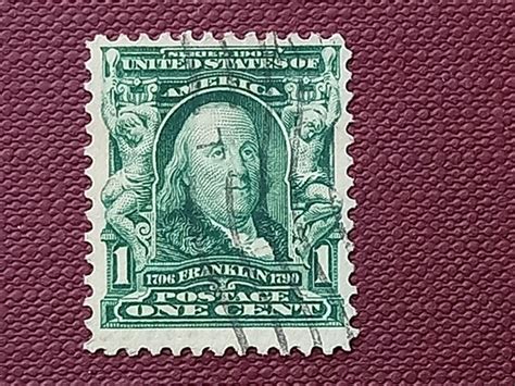 Postage Stamp Benjamin Franklin One Cent Green - Etsy