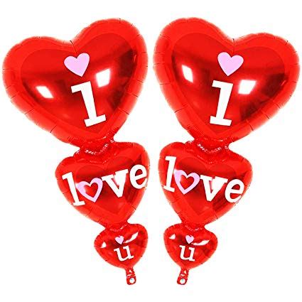 Red Love Heart Balloons - Valentine Day - WF Shopping