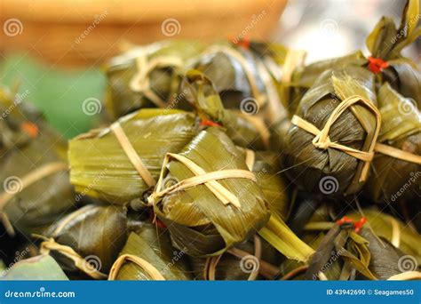 Sticky Rice Wrapped in Banana Leaves - Dessert Thailand. Stock Photo - Image of sweet, quot ...