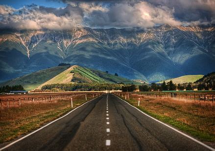 HD wallpaper: landscape, road, asphalt, mountains, sky | Wallpaper Flare