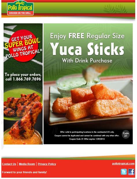 Pollo Tropical: Free Yuca Sticks Printable Coupon