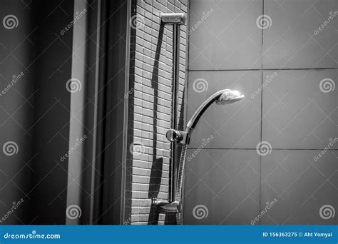 Shower with running water. stock image. Image of freshness - 156363275