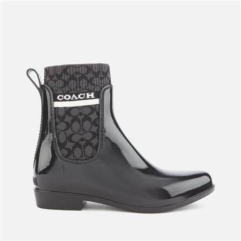 COACH Rubber Rivington Signature Knit Rain Boots in Black - Lyst