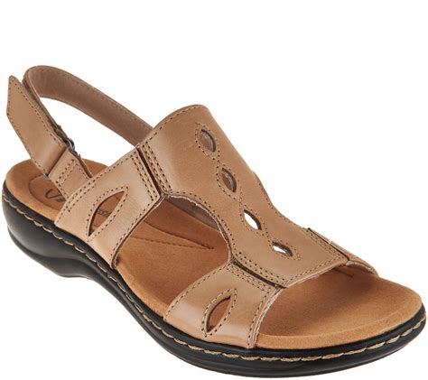 "As Is" Clarks Leather Lightweight Sandals Leisa Lakelyn — QVC.com