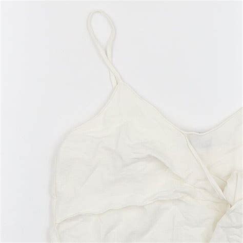 Topshop Womens White Linen Camisole Tank Size 12 V-Neck | eBay