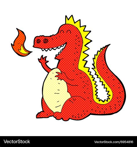 Comic cartoon fire breathing dragon Royalty Free Vector