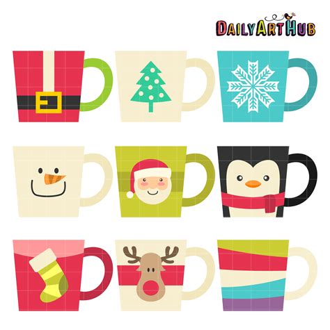 Christmas Coffee Mugs Clip Art Set – Daily Art Hub – Free Clip Art Everyday