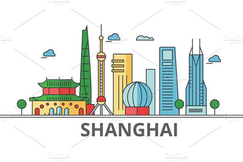 Shanghai city skyline: buildings, streets, silhouette, architecture, landscape, panorama ...