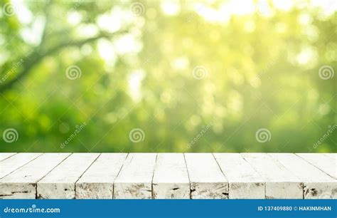 Real Wood Table Top Texture On Leaf Tree Garden Background Stock Photo - Image of blur, lush ...