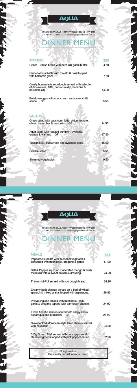 MENUS | aquarestaurant