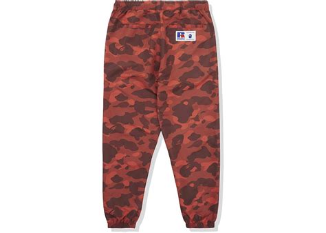 BAPE x Russell Color Camo Track Pants Red Men's - FW20 - US