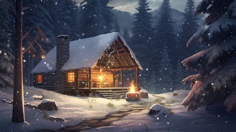 Snowy Cabin Wallpaper