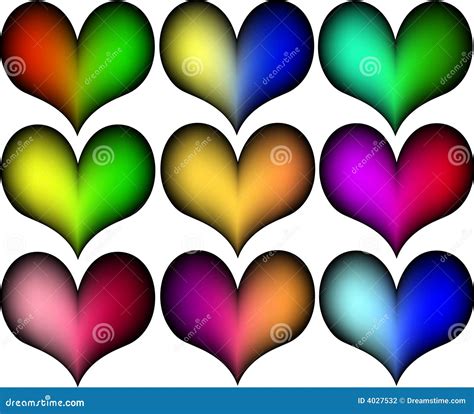 Hearts in different colors stock vector. Illustration of backgrounds - 4027532