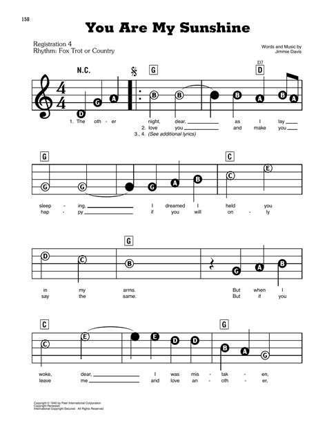 You Are My Sunshine by Jimmie Davis Sheet Music for E-Z Play Today at Sheet Music Direct