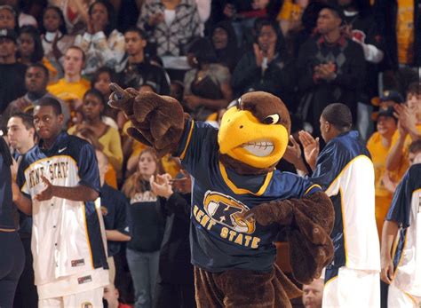 "Flash," the mascot of the Kent State Golden Flashes, warms up the ...