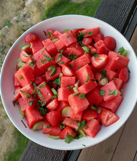 Watermelon Strawberry, & Tomatillo Salad | Clean Food Crush