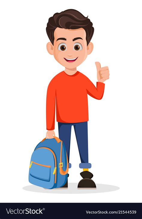 Boy is ready for school cartoon character Vector Image