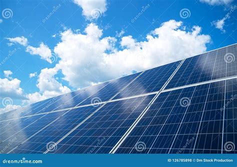 Blue solar panels. stock photo. Image of renewable, energy - 126785898