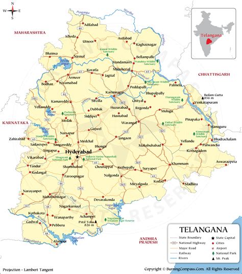 Telangana Map With New Districts