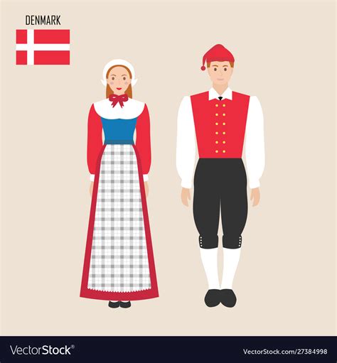 Danish man and woman in traditional costumes Vector Image