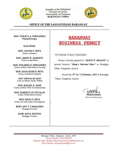 Barangay Permit | PDF