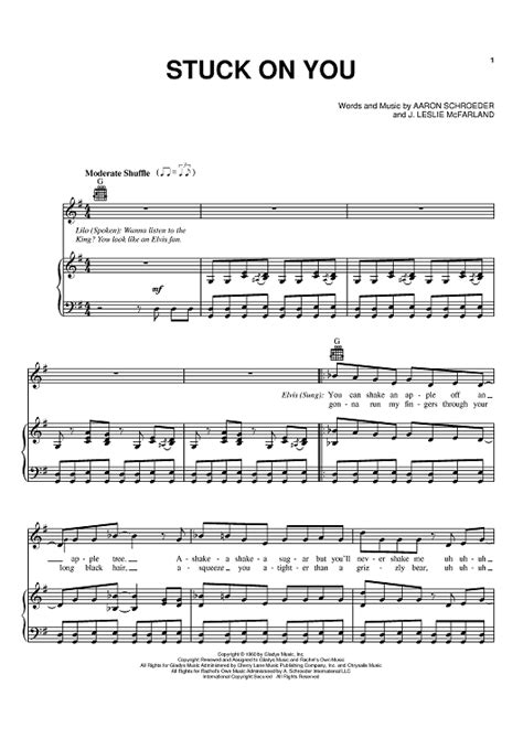 Stuck On You" Sheet Music by Elvis Presley for Piano/Vocal/Chords - Sheet Music Now