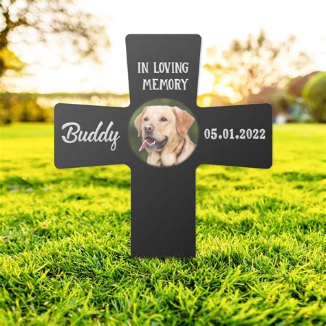 Grave Marker for Dog Personalized, Grave Marker With Photo, Cross ...