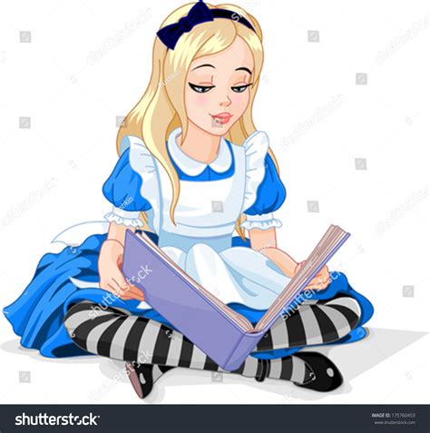 Alice Wonderland Reading Book Stock Vector (Royalty Free) 175760453 ...