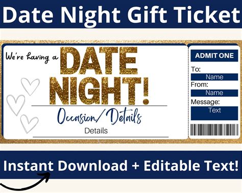 Date Night Coupon Template. Date Night Tickets. Date Coupons. Date ...