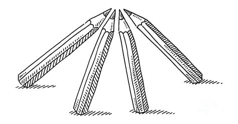 Four Pencils Symbol Drawing Drawing by Frank Ramspott - Fine Art America