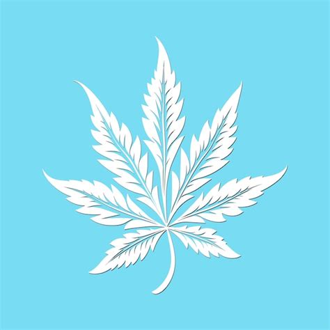 Premium Vector | White single hemp leaf on blue background