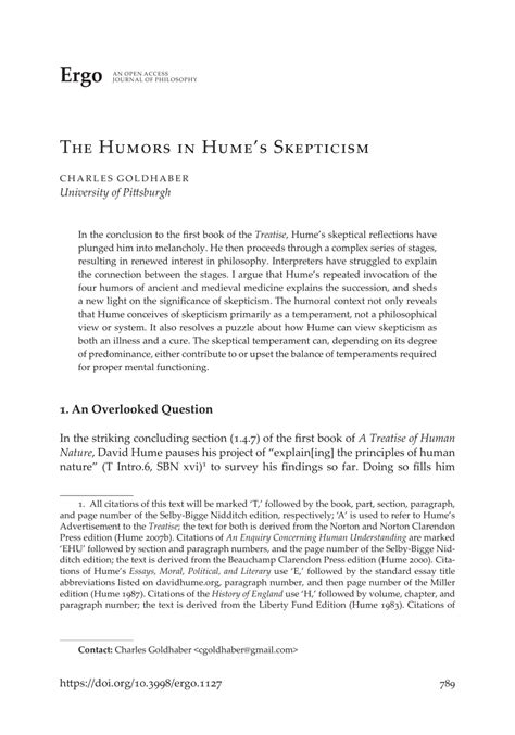 (PDF) The Humors in Hume's Skepticism