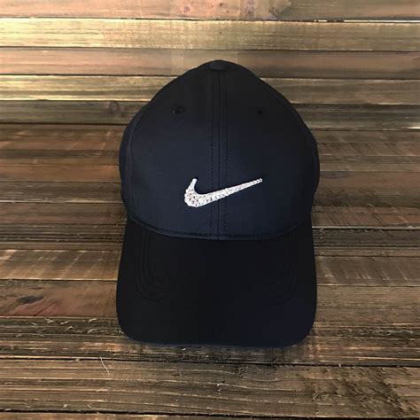 Rhinetone Nike Black Hat Black Cotton Nike Caps Rhinetone