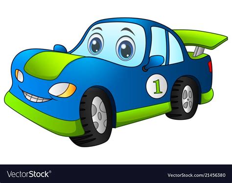 Cartoon sport blue car Royalty Free Vector Image | Cartoon car drawing ...